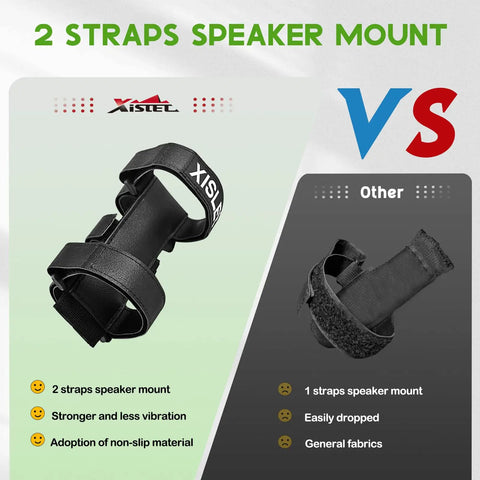Heavy Duty Portable Speaker Mount With Adjustable Straps For Golf Cart Atv Motorcycle And Bike, featuring durable two-strap design.