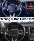 Central Control Steering Button Frame Trim For Dodge Challenger Durango Charger 2015 2025 Black ABS, installed in dashboard.
