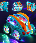 Transparent 360 Degree Light Up Music Stunt Car For Autism Sensory Play with colorful lights and multiple spinning angles