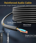 Dynamic Handheld Karaoke Microphone With Cardioid Pattern cable, showing reinforced rubber sheath and XLR to 1/4 inch connectors.