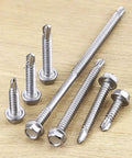 Rock Solid Size 12 X 6 Inch Hex Washer Head Self Drilling Screws Pack Of 20 Premium 410 Stainless Steel Tek Fasteners for metal projects.