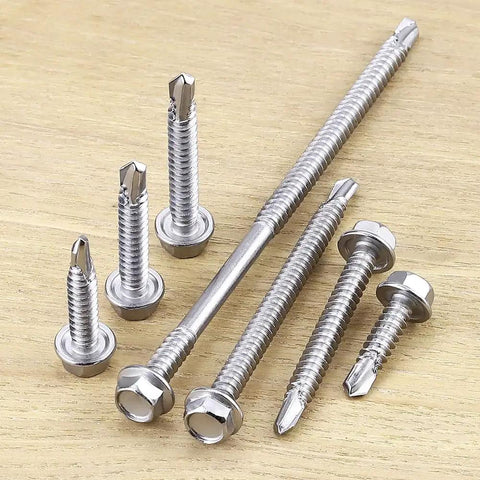 Rock Solid Size 12 X 6 Inch Hex Washer Head Self Drilling Screws Pack Of 20 Premium 410 Stainless Steel Tek Fasteners for metal projects.