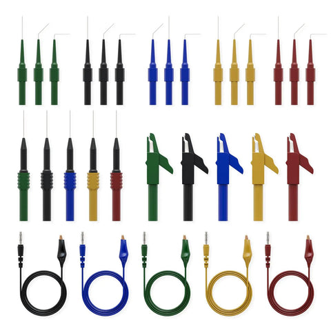 Pro Grade Automotive Power Circuit Probe Tester Upgrade Kit with 30 back probe leads for 12 24V circuit testing in assorted colors