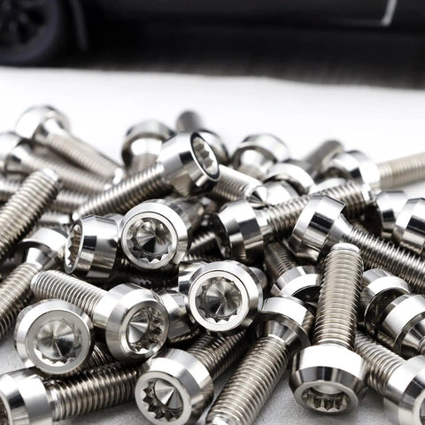 Beefed-Up Ultra Light Titanium Bolt M7x24.5mm With 1.0mm Pitch And 12 Point Spline Socket Forged Head For BBS Wheel Mods Gr5 Ti
