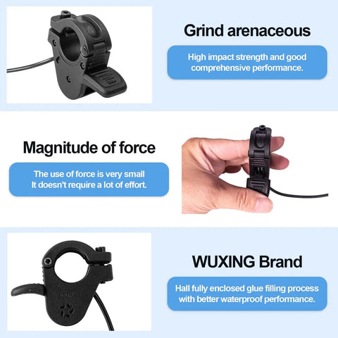 300X Thumb Throttle For 7 To 8 Inch Handlebars 22mm On Electric Bikes And Scooters, Smooth Quick Acceleration, Wide Voltage Range 12V 24V 36V 48V 60V 72V, M8 Waterproof Plug, Easy Mount On Left Or Right Handlebars