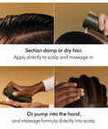 Amino11 Leave-In Scalp Bubble Treatment with Barley Grown on Farms being applied to damp hair and massaged into the scalp 75mL