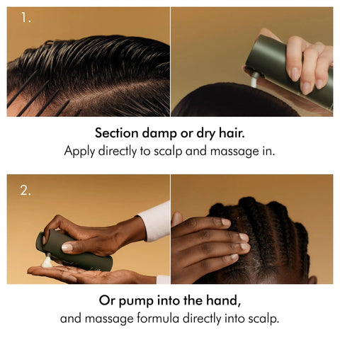 Amino11 Leave-In Scalp Bubble Treatment with Barley Grown on Farms being applied to damp hair and massaged into the scalp 75mL