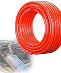 Pro Grade Blue Polyurethane Pu Air Hose Line 262 Feet Kink Free Pneumatic Tubing For Air Compressors Auto Repair Shops coiled with black hoses.
