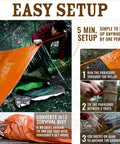 Survival Tent For Two Packable Emergency Shelter Made From Thick Mylar Space Blanket Reflective Heat Waterproof Camo Tube Tent setup