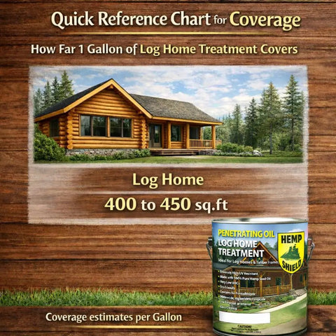 Top Shelf Log Home Stain And Sealer Combo In Semi Transparent Chestnut Tone With Five Gallon Bucket on log home coverage chart.