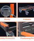Close-up features of Heavy Duty Steel Glass Transport Cart With Smooth Swivel Casters And Scratch Resistant Pads, Foldable Panel Dolly.