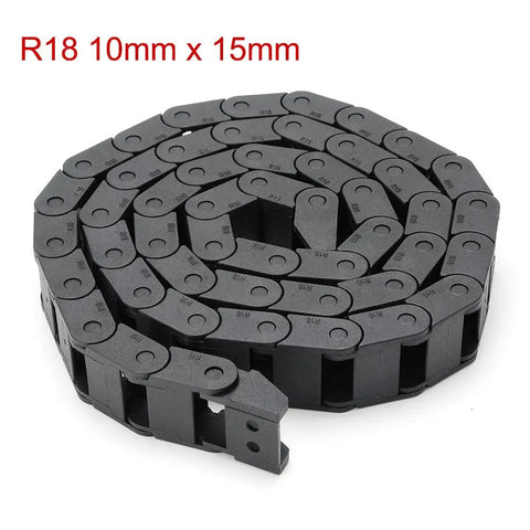 R18 10Mm By 15Mm Black Plastic Cable Wire Carrier Drag Chain 1M Length For CNC Machines