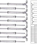 Beefed Up 50 Pack Cable Railing Hardware Kit With 316 Stainless Steel 180 Degree Adjustable Hand Swage Threaded Stud Tensioners