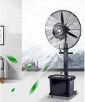 Big Breeze Floor Standing Mist Fan With Oscillating Humidifier And Super Quiet Three Speed Settings, black unit in indoor setting.