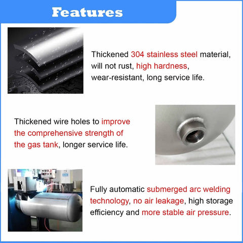 20L High Pressure Air Tank Portable 304 Stainless Steel Mini Air Compressor Vessel With Mounting Kit Tough Rustproof Gas Storage Solution For Tools And Projects Reliable Performance In Compact Size