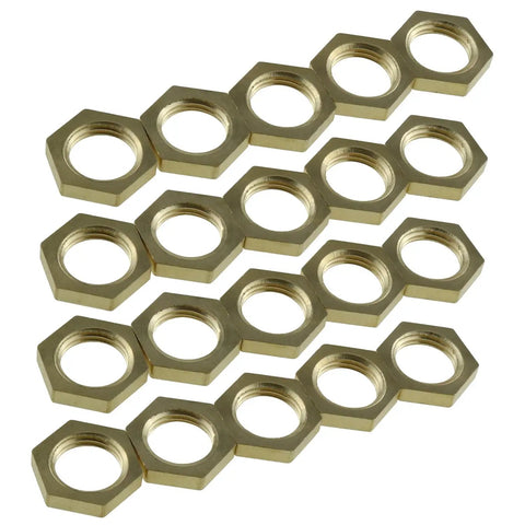 20 Pack One Eighth Inch Brass Flange Lock Nuts With Female Threads Gold Tone Thin Nut For Hardware Projects Durable Rust Resistant