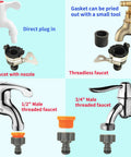Garden Hose Quick Connect Fittings 1/2 Inch And 3/4 Inch Quick Release Connector Kit With Universal Tap Adapter For Garden Sprinklers And Nozzles Car Washing RV Water Fill 6 Pack showing installation on various faucets