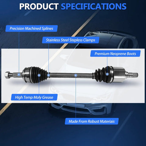 Front AWD CV Axle For Nissan Rogue 2014 Through 2020 Left And Right Pair Driver And Passenger Sides Direct Fit Drop In Replacement 2.5L Models Strong CV Joint Assembly, AWD axle shaft with neoprene boots