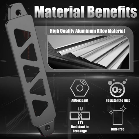 Universal 8.5 Inch Triangular Battery Hold Down Kit With Five Hole Bracket And J Bolts Aluminum Alloy Construction Tough As Nails Built To Last For Car SUV RV Battery Tie Down Mount Black