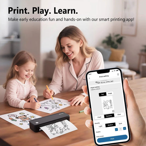 Inkless Portable Printer For Travel, Wireless Bluetooth Thermal Printer, Supports 8.5 By 11 Inch Paper, Includes Carry Case And Three Paper Rolls, Black, Printing Coloring Pages
