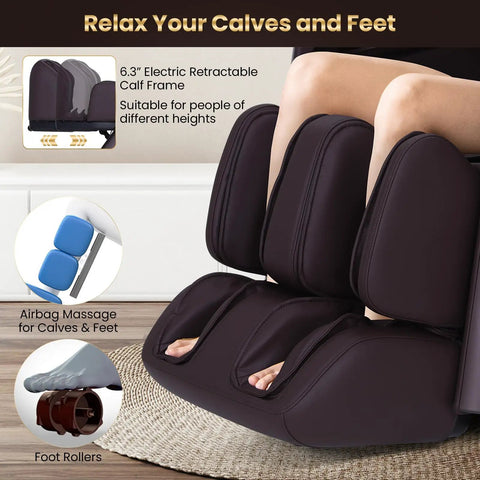 Premium 4D Flexible Track Massage Chair With Zero Gravity Reclining, Full Body Airbag Compression, Waist Heating Pads, Auto Body Scan And Wireless Charging For Straight Up Recovery Vibes In Brown