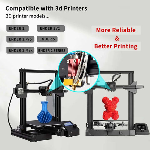 Ender 3 Hotend Upgrade Kit With M3 Stud Thermistor, installed on Creality 3D printers, demonstrating enhanced printing reliability.