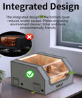 Skouphy laser engraver enclosure with LED light; gray front-view enclosure with clear window.
