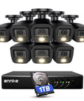 All-In-One Wired Security Camera System Outdoor With AI Human And Vehicle Detection, 8 Channel H.265+ DVR, 8 2MP IP Cameras