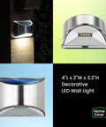 Solar Wall Lights Outdoor for Yards and Fence Posts, Weatherproof Stainless Steel Step and Post Lights, No Wiring Required, 4 Pack