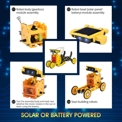 Solar Powered Robot Kit For Kids Ages 8 To 12 12 In 1 Hands On Build Your Own Robot With Solar Panel And Battery Power STEM Building