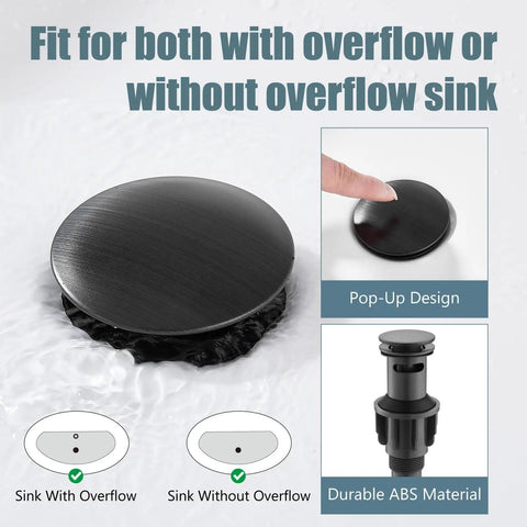 Oil Rubbed Bronze Bathroom Vessel Sink Faucet With Single Hole Deck Plate Pop Up Drain shown with overflow compatibility
