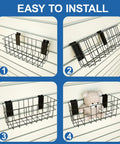 Installation of wire basket from Ultimate Slatwall Storage Kit For Garage And Shop Organization With 3 Baskets And 26 Heavy Duty Hooks