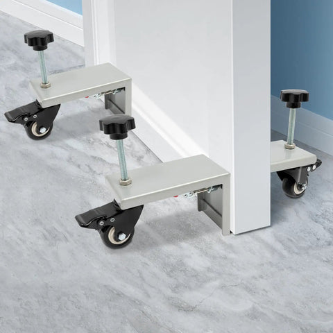 Heavy Hitter Door Dolly Cart 2 Pack 1000 Lb Capacity Steel Frame With 360 Swivel Brakes For Easy Panel Moves on floor.