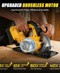 7 Inch Cordless Circular Saw Tool Only Compatible With 20V Batteries with brushless motor cutting wood on workbench