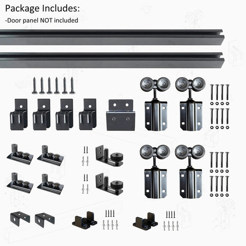 Heavy Duty 8Ft Double Sliding Barn Door Hardware Kit With Box Track For Exterior Doors Wall Mount System Built To Last Up To 300lbs