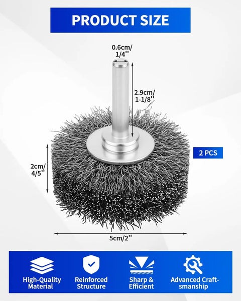 Two Pack 2 Inch Wire Wheel Brush For Drill Heavy Duty Carbon Steel Wire Brush For Rust Paint And Corrosion Removal 0.012 Inch
