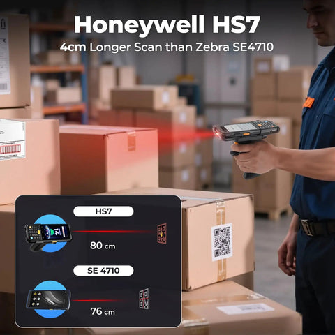 Android 14 Barcode Scanner With Pistol Grip A Real Warehouse Beast Honeywell HS7 QR scanning boxes in warehouse environment