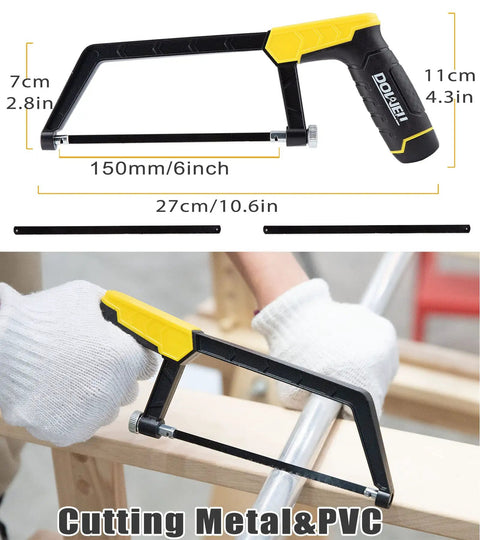 Heavy Duty Hacksaw Frame Set With Three Size Frames 12 Inch 10 Inch And 6 Inch Mini Includes 8 Extra Blades for Cutting Metal