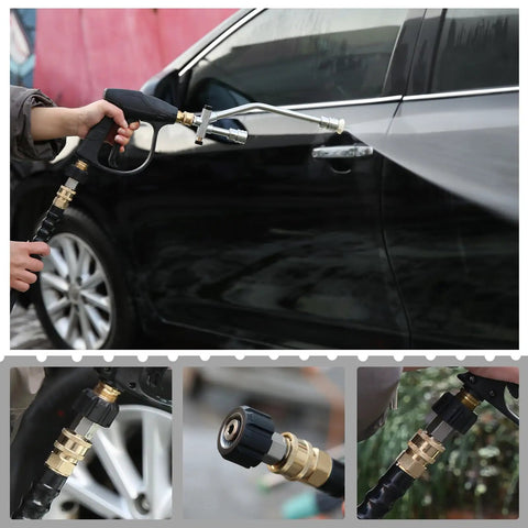 Heavy Duty Stainless Steel Pressure Washer Adapter Set With Swivel M22 14 And 15 Mm To Three Eighths Inch Quick Connect in use