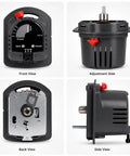 Zone Valve Actuator Replacement Motor For ARD And ZD Dampers, 24V Spring Return, Plug And Play With Adjustable Min And Max Stops, Compatible With Honeywell M847D1004 Damper Operator, Not For EARD Vents. Front and side views of black HVAC actuator with metal shaft and red adjustment tab
