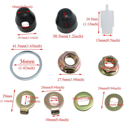 Electric Bike Wheel Lock Nuts And Hub Motor Mounting Screw Set M14 Bike Hub Nut With Safety Washers And Axle Bolt Kit components
