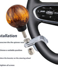 Brown Steering Wheel Knob Ball Spinner Booster Handle For Tractors Forklifts And Lawn Mowers Non Slip Rubber Grip Resin Core With Aluminum Base Easy Install Improves Steering Control And Comfort