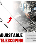 Extendable Car Inspection Mirror With Light 12 To 35 Inch Telescoping Tool LED View 360 Degree Adjustable Non Slip Grip For Tight Spots Under Dash And Engine Bay Easy Reach Vision, telescoping