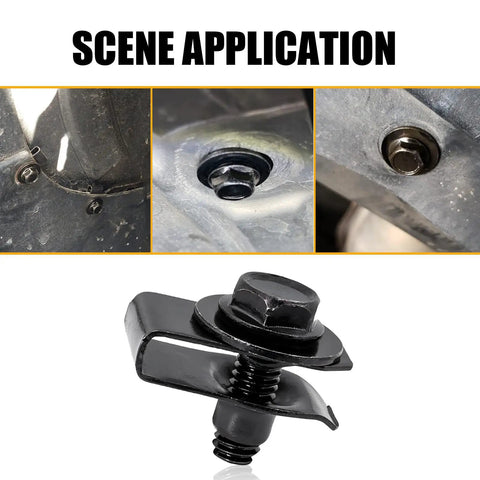 20 Piece Waterproof Metal Car Body Fasteners Kit With Fender Bumper Radiator Screws Bolts U Shaped Clips in use on vehicles