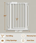 Narrow Baby Gate Fits Tight 27 To 29 Inch Spaces With Easy Auto Close Walk Through Door Pressure Mounted Safety Gate Stands 30 Inches