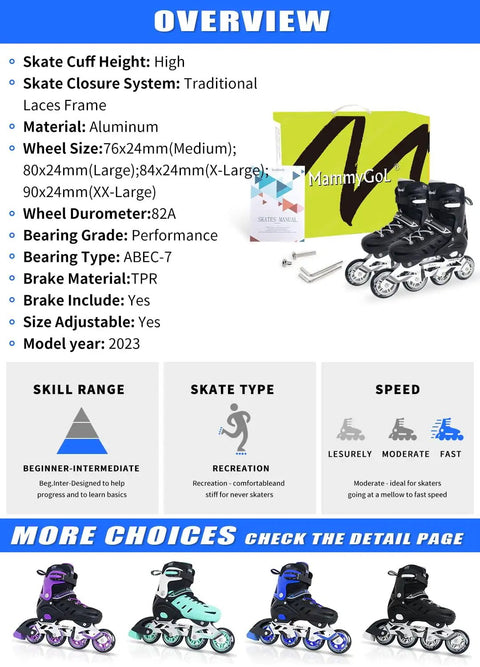 Adjustable Inline Skates For Adults And Kids Dope High Performance Roller Blades With Giant Wheels Durable Aggressive Design Black