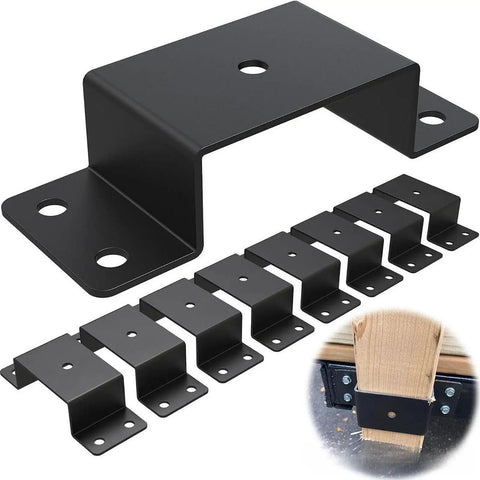 Beefy Trailer Stake Pocket Bracket Set For Flatbed Trucks Carbon Steel Rust Resistant Easy Install 8-piece kit with mounting example