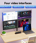 Rock Solid Thunderbolt 4 Docking Station For Laptops Drives Four 4K Monitors With Boss 230W Power Delivery zero hassle setup with four video interfaces.
