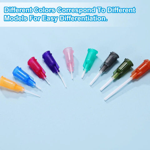 20 Pack 16G Dispensing Needles With Luer Lock For Liquid Glue Gun, 1.5 Inch PTFE Needle Tube And PP Heat Resistant Plastic Blunt Tips, Perfect For Precise Adhesive Dispensing In Crafts, Electronics, And DIY Projects Gray, color-coded tips