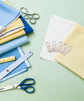 Top Shelf Universal Replacement Zipper Pull Heads 20 Piece Metal Kit with fabric and scissors for bag repairs.